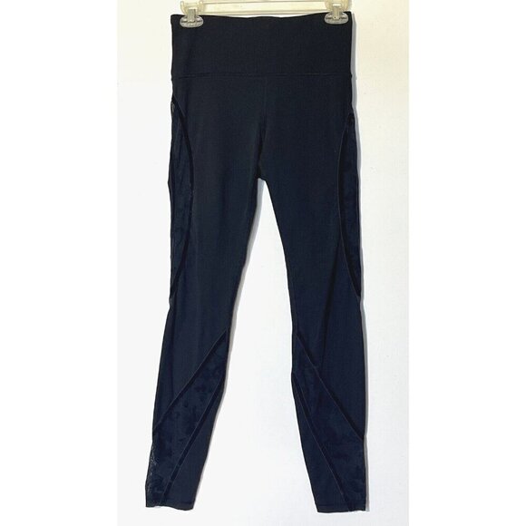 Lululemon Wunder Under Black Scatter Floral Velvet Lace Flocked Leggings - Picture 4 of 13